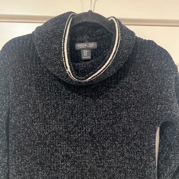Rachel Zoe Women's Turtleneck Sweater Soft Black with White Trim XS - Picture 3 of 9